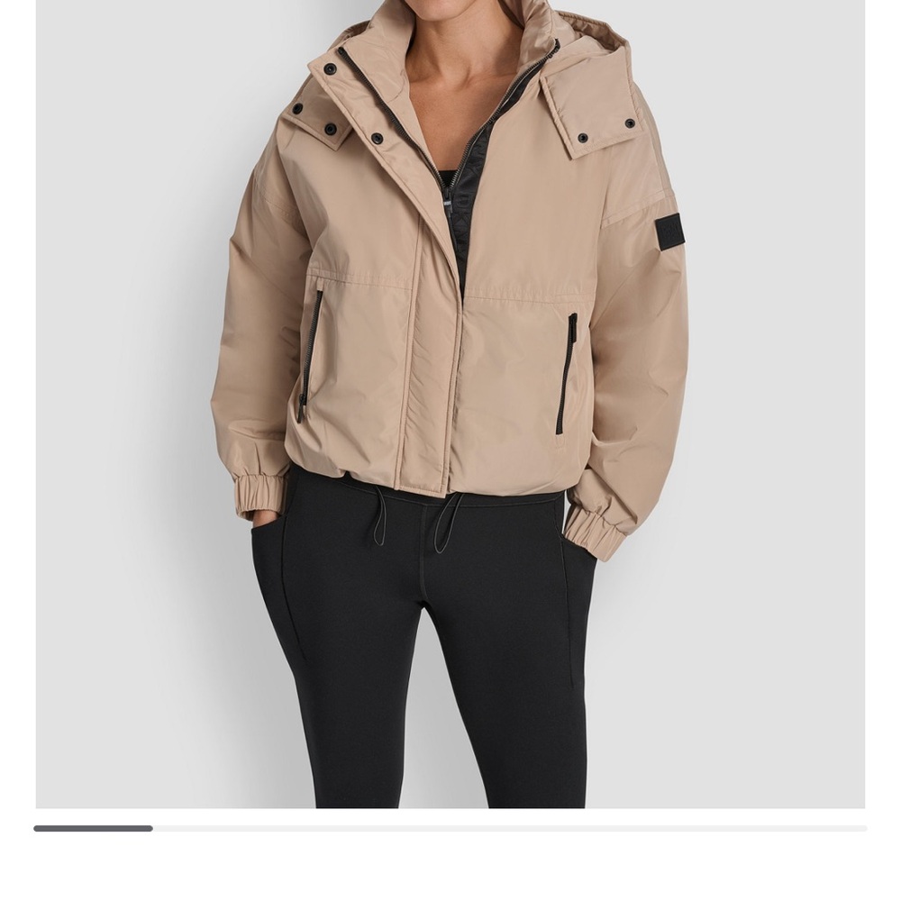 DKNY Women's Tan Hooded Short Jacket